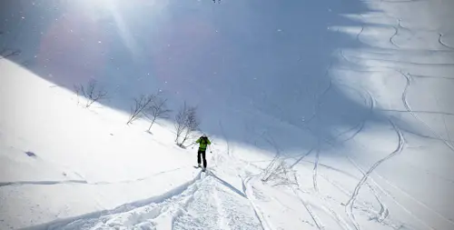 Ski de randonnée  à Hakuba, dans les Alpes du nord du Japon.