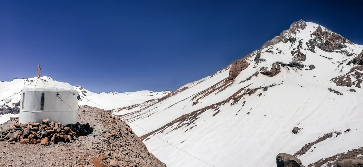 Climbing Mount Kazbek in Caucasus