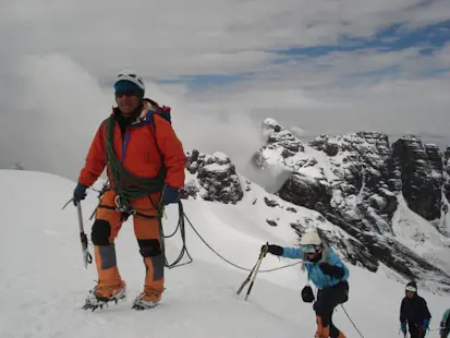 Climbing Mount Illimani, in Cordillera Real