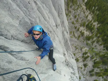 Lead climbing course in the Bow Valley, Alberta