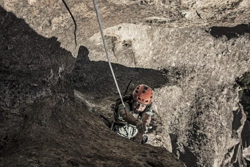 Rock climbing in Cajon del Maipo, near Santiago (Central Andes)