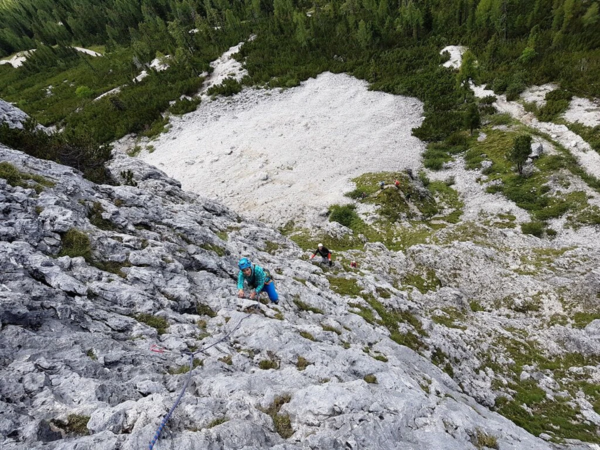 Rock climbing day on Col dei Bos, Ada Route, (Passo Falzarego)