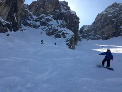 Off piste snowboarding around Arabba and Marmolada Glacier
