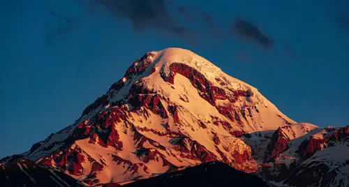 Climbing Mount Kazbek in the Caucasus, Georgia