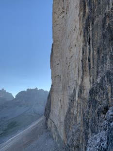 Alpine climbing in the Tre Cime di Lavaredo, Dolomites