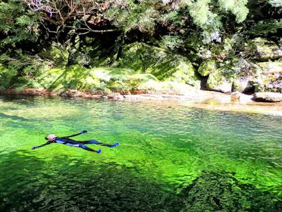 Stream Climbing in Gorge River in Yakushima Island, Japan