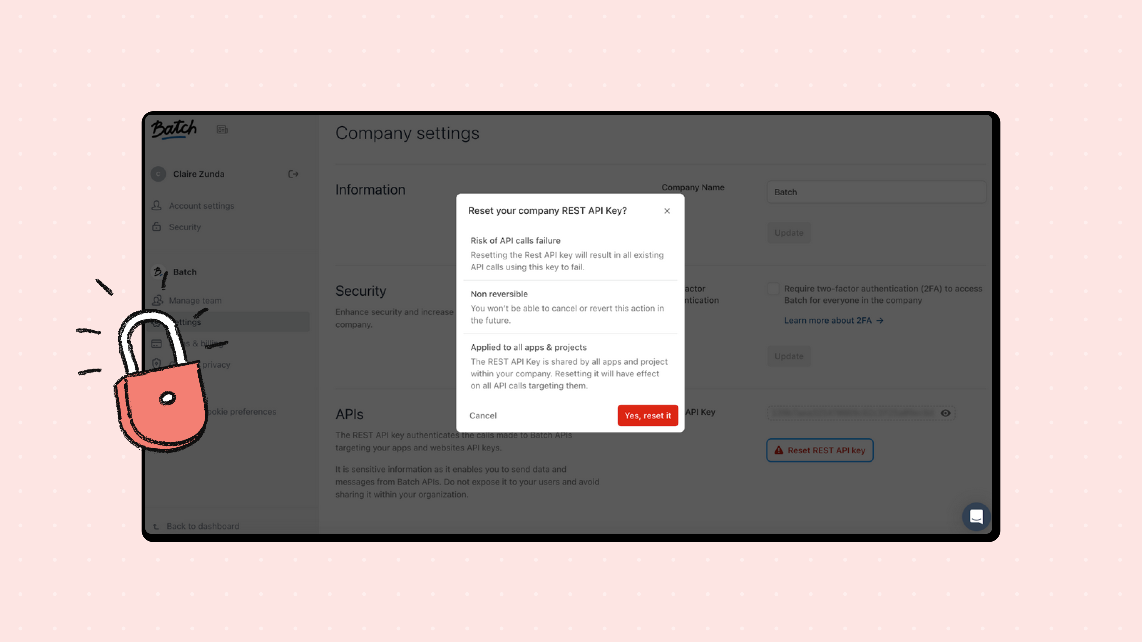 Batch | Security: reset your REST API Key with complete autonomy