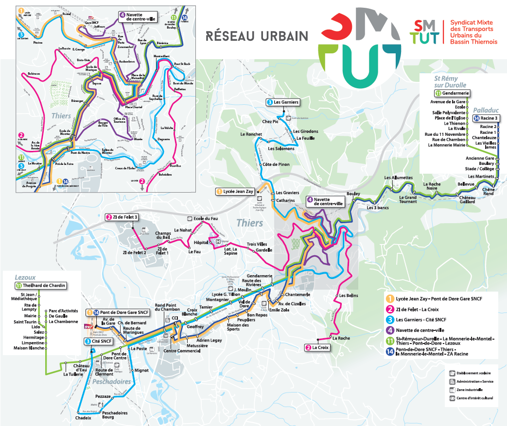 Plan du réseau de bus SMTUT