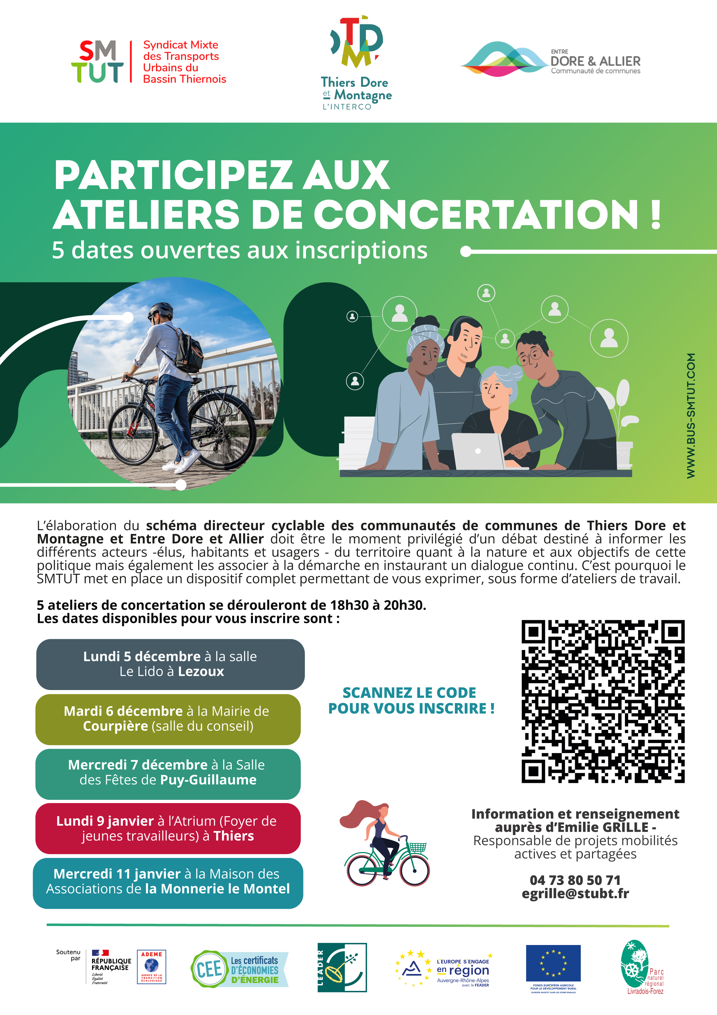 affiche présentant les dates des ateliers de concertation