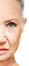 older woman with wrinkles
