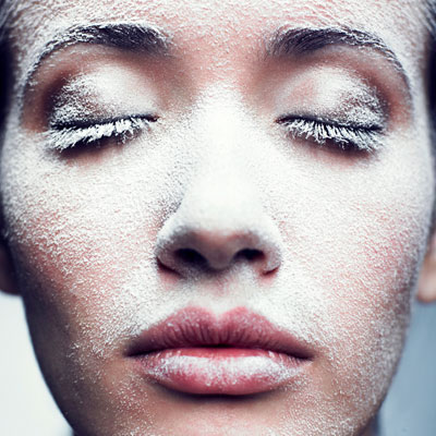 woman with snow on her face