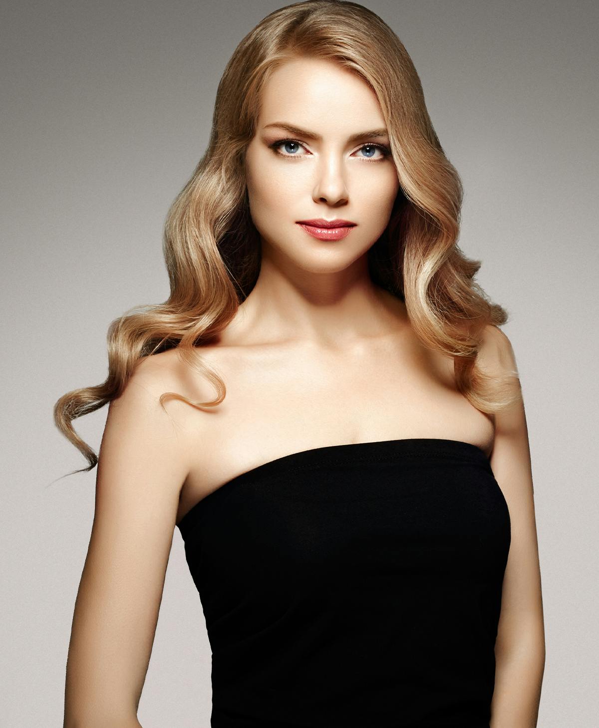 blond woman with long wavy hair