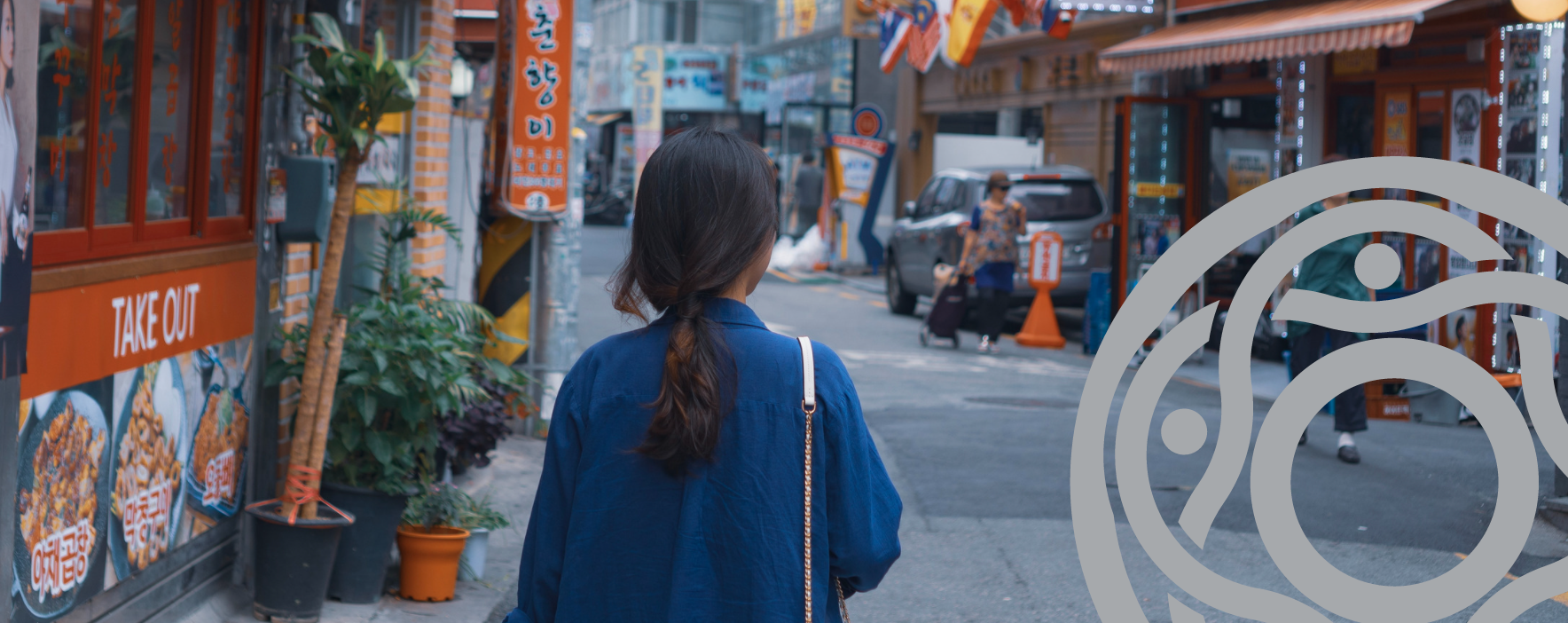 Lady walking somewhere in Asia