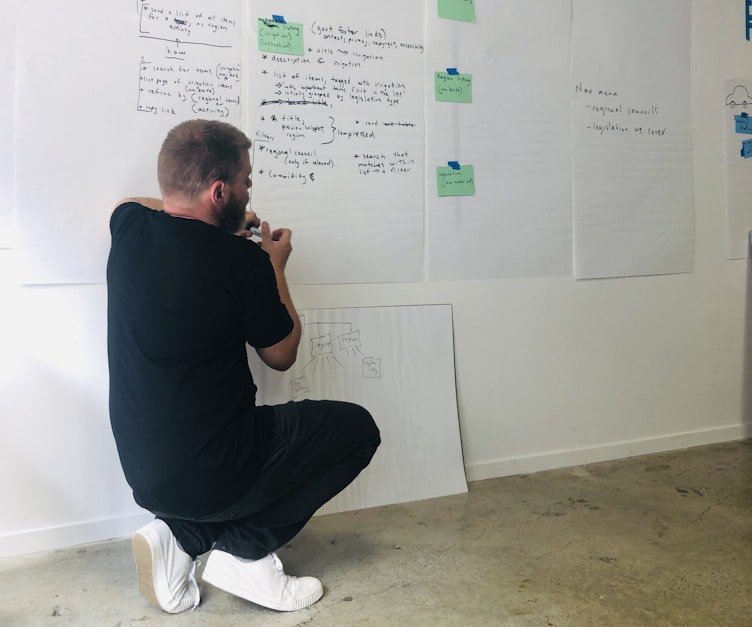 Context is key Cool dude writing on large bits of paper