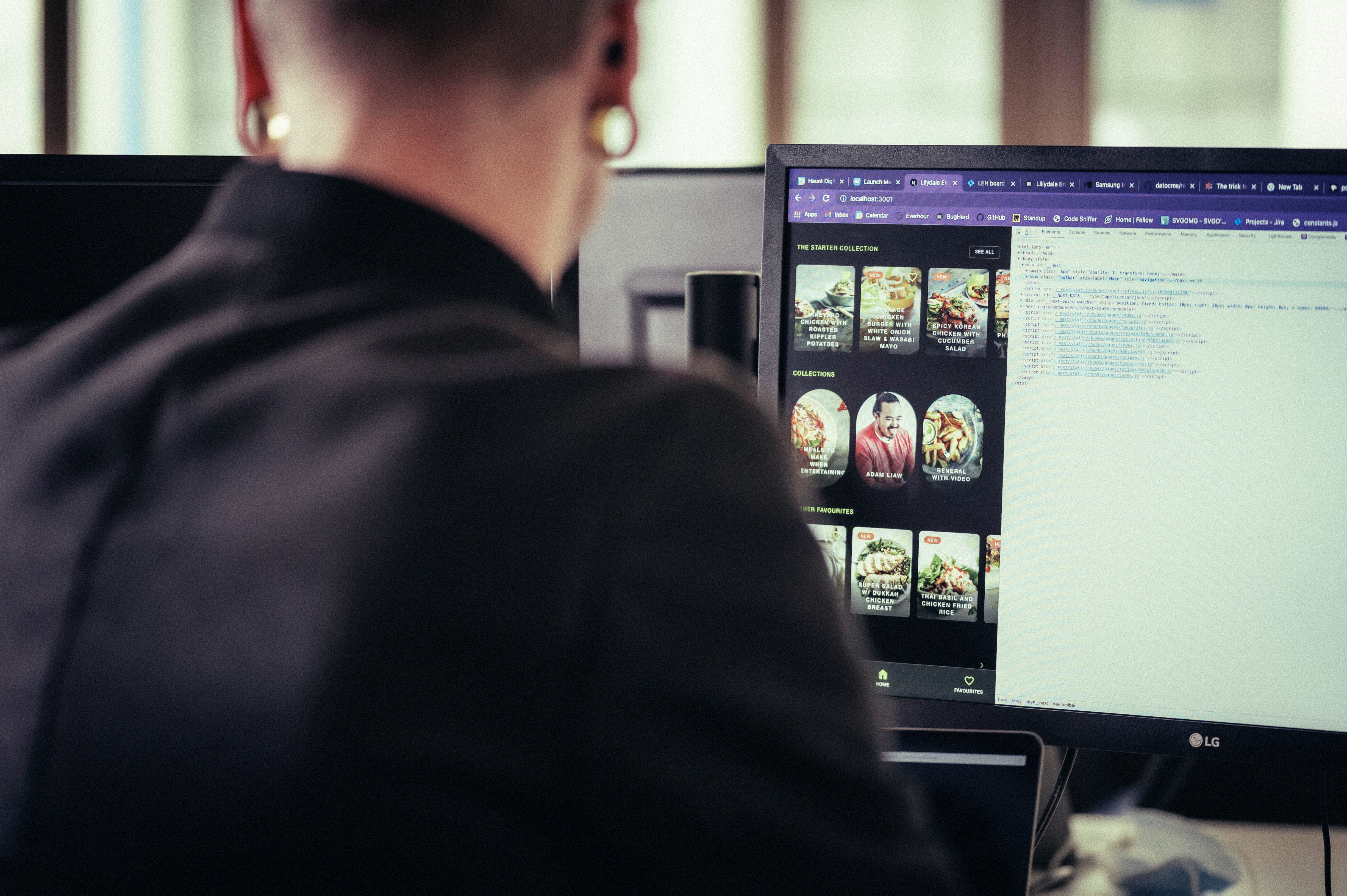 Over shoulder of a website