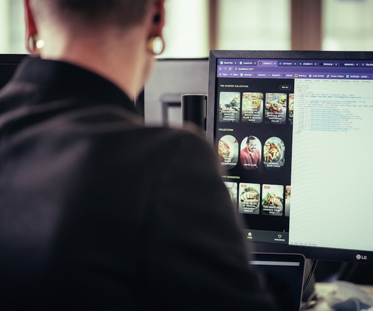 Over shoulder of a website