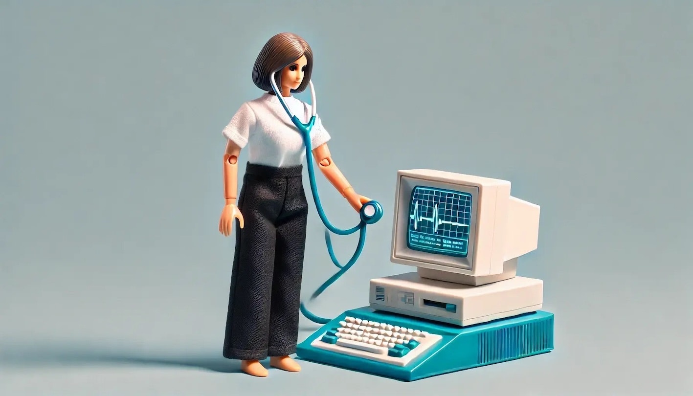 Figurine monitoring a computer's wellbeing