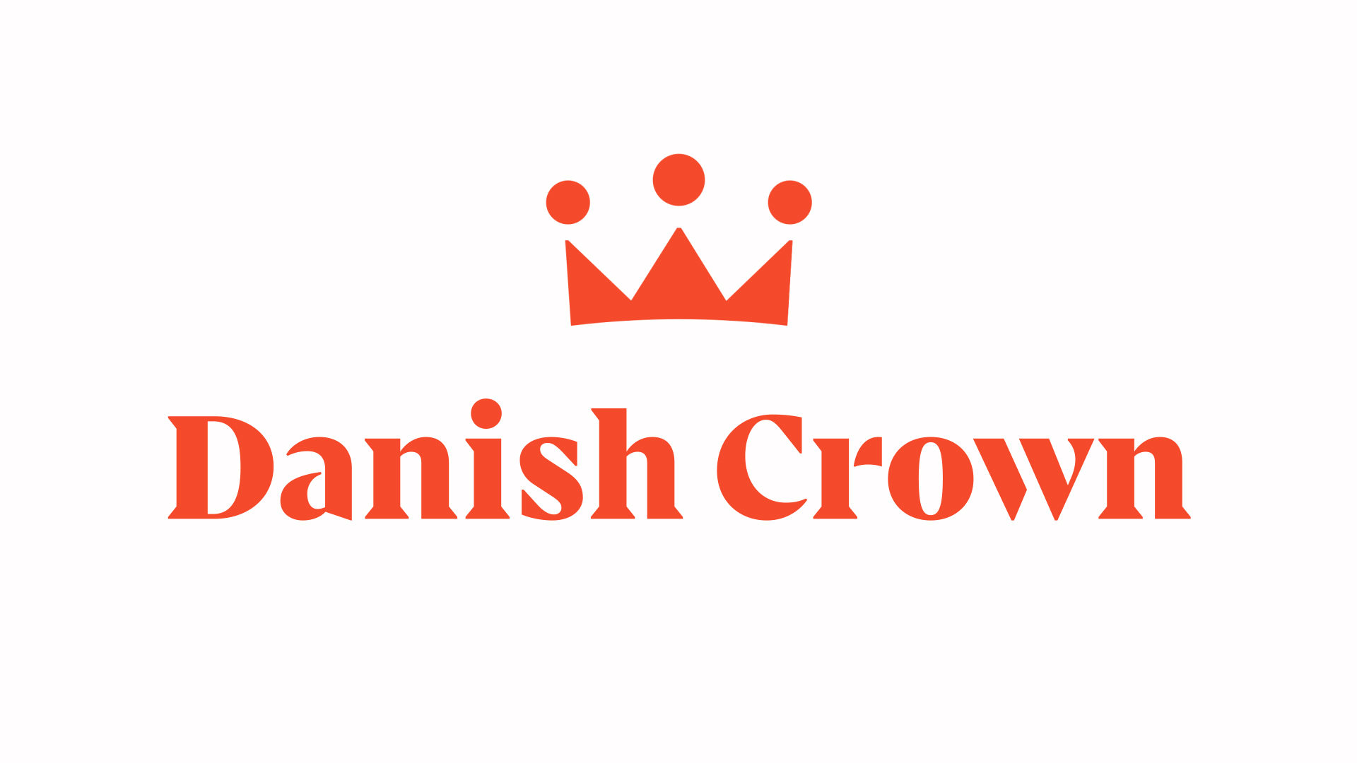 Crown logo in red and wordmark spelling Danish Crown