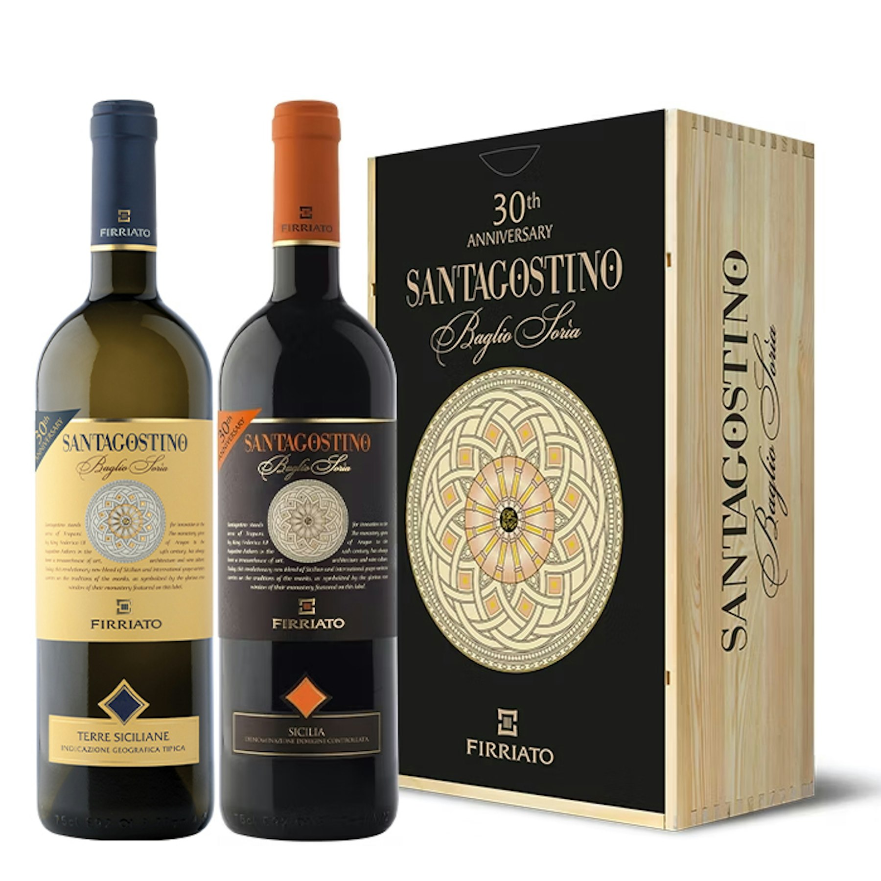 SANTAGOSTINO Bianco e Rosso in CASSA LEGNO da 2 Bottiglie "30° Anniversario"