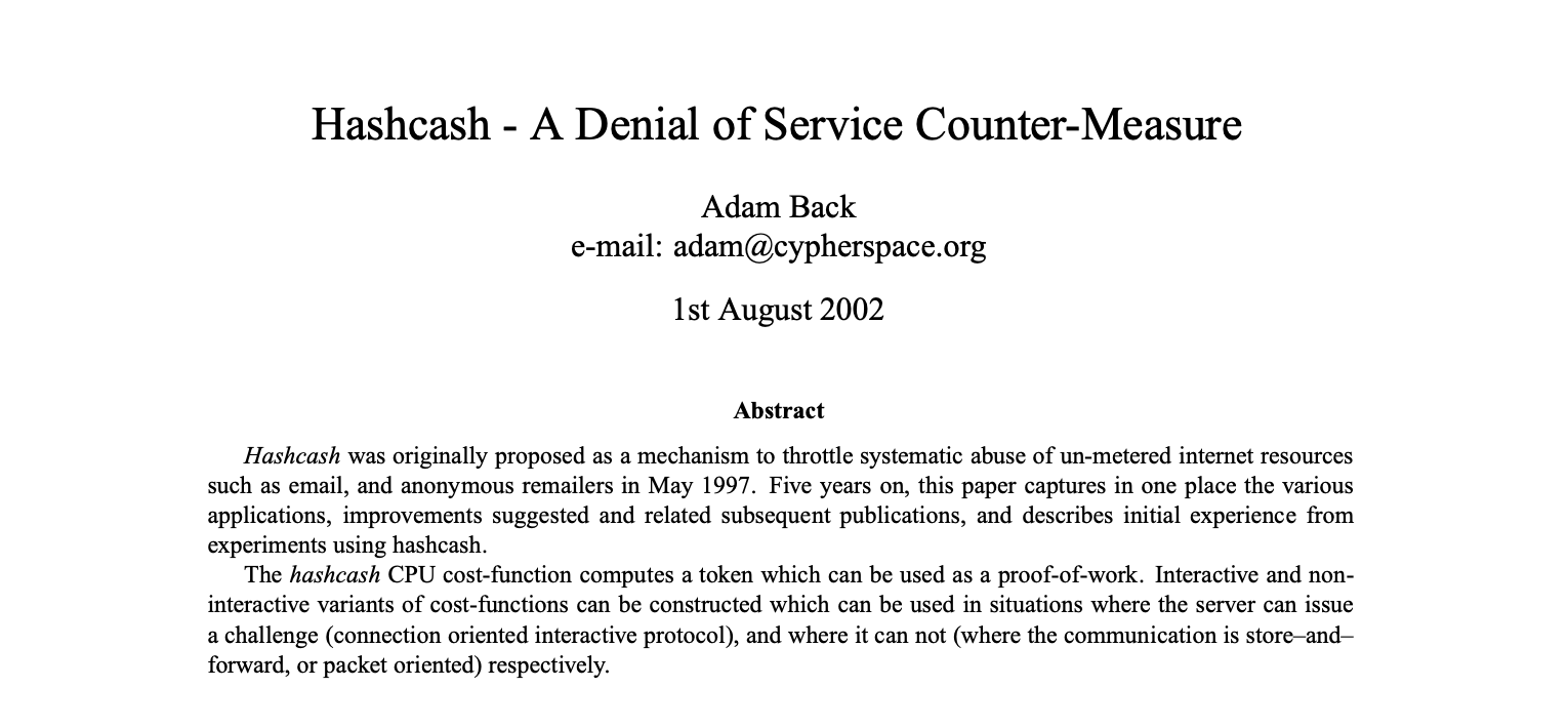 Hashcash - A Denial of Service Counter-Measure