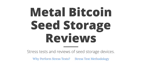 Metal Bitcoin Seed Storage Reviews