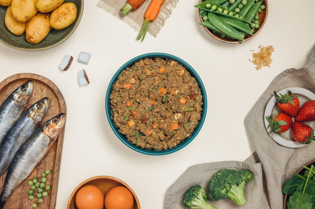 Herring with white fish dog food and a medley of garden greens Pure Pet Food