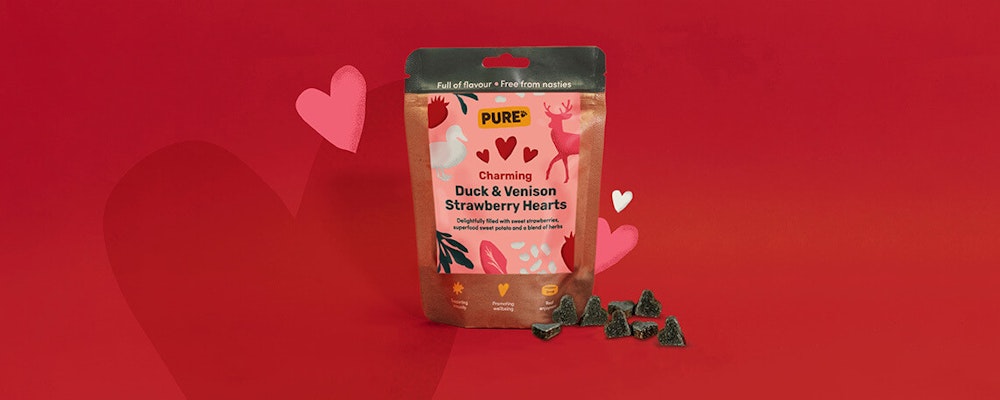 Charming duck & venison strawberry hearts