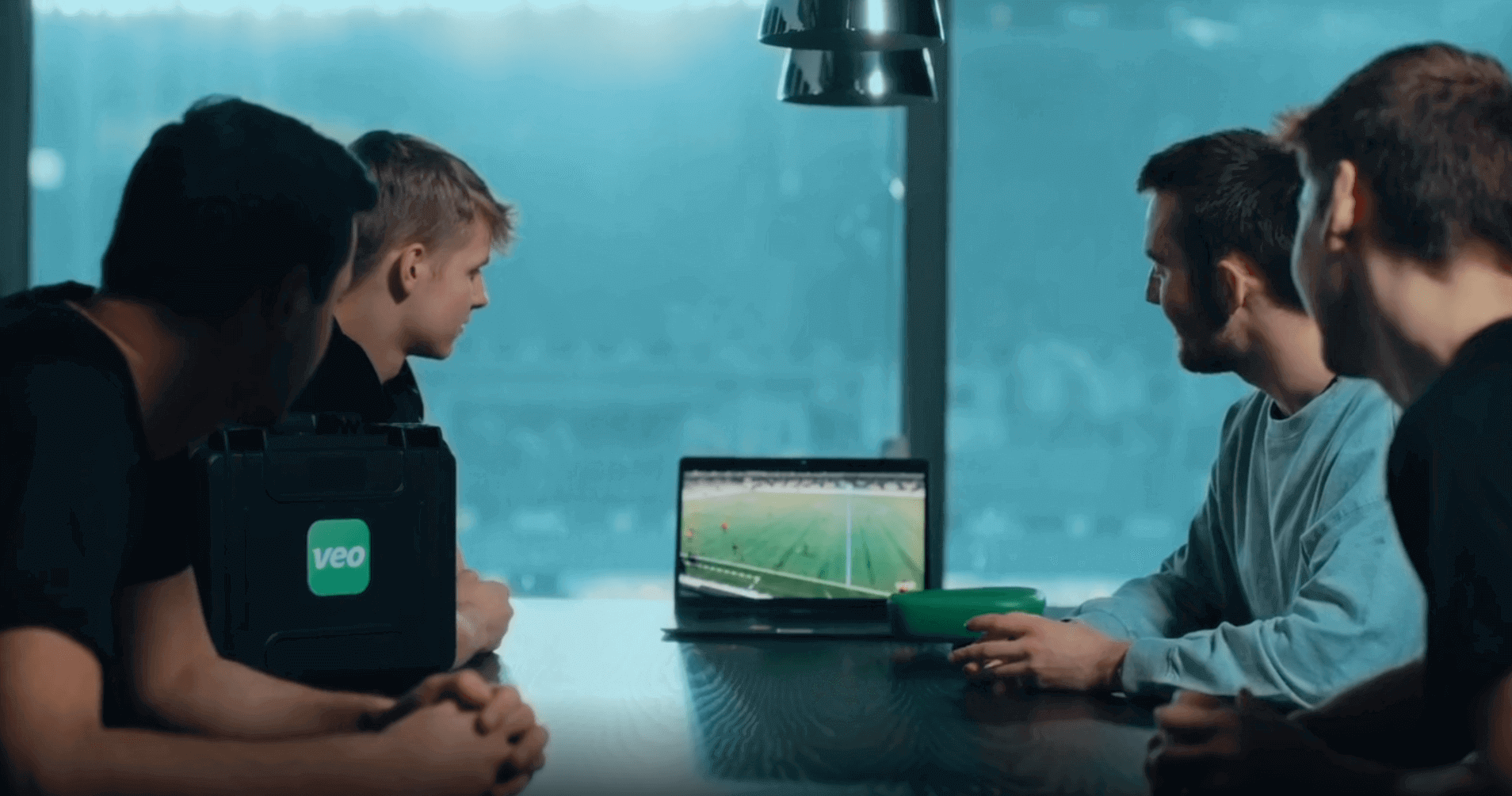 Coach and player analyzing a soccer game with Veo Technologies video analysis platform
