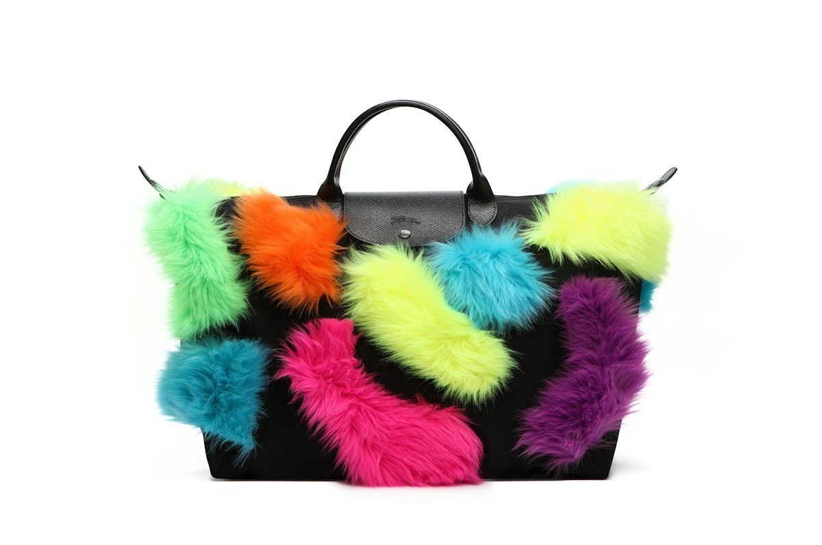 Jeremy Scott X Longchamp brings out a fluorescent furry monster