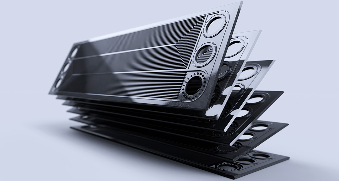 A rendering of a z.truded® bipolar plate