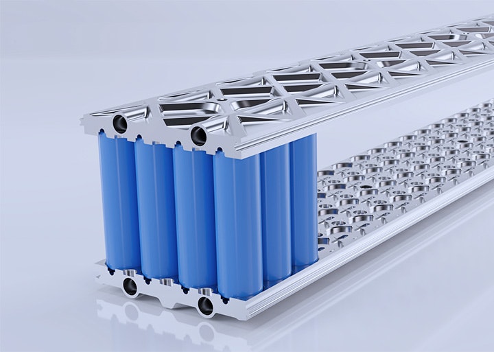z.truded® EV battery pack with blue batteries