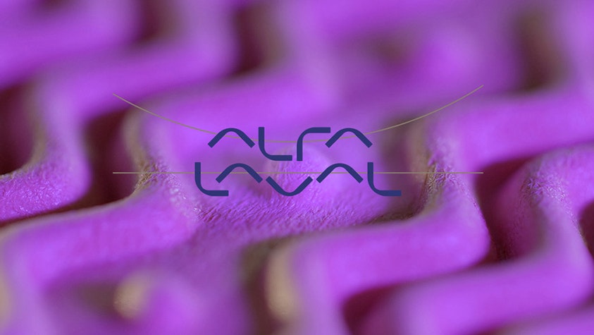 A z.truded purple profile for thermal management with Alfa Laval logo