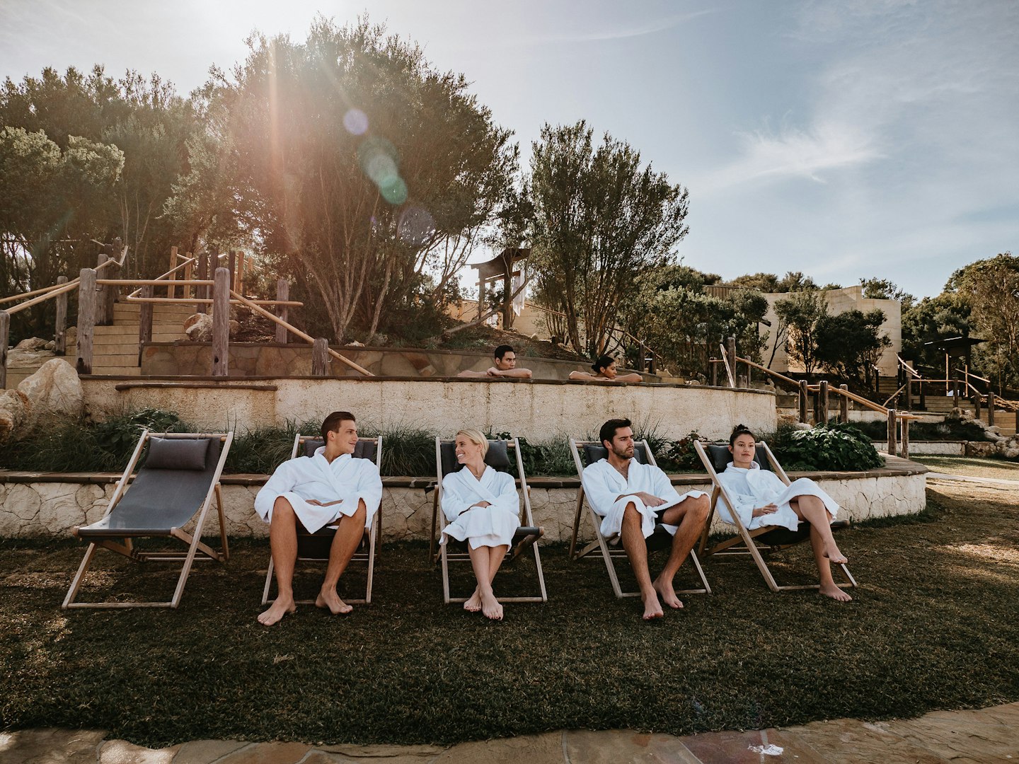 friends on deck chairs