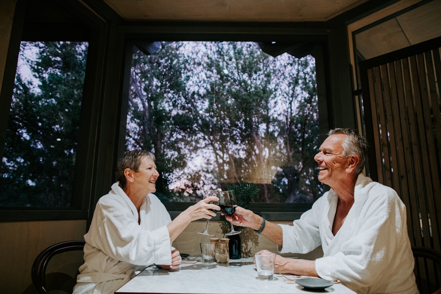 couple enjoying a wine together