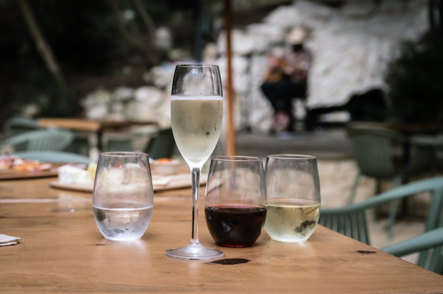 glasses of sparking and wine