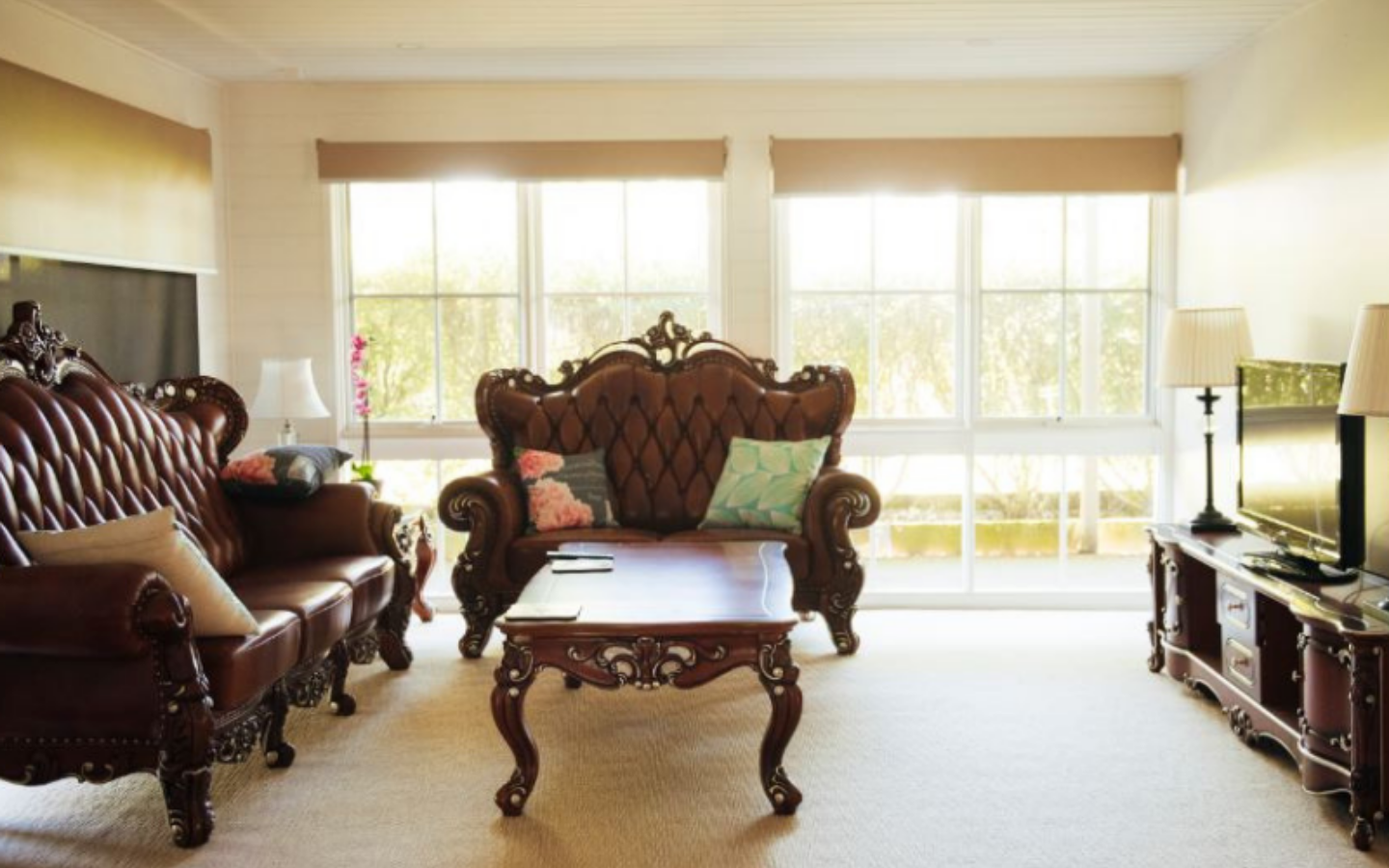 formal lounge room with antique furniture