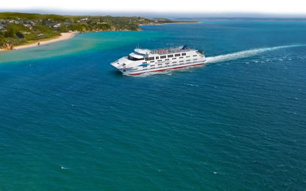 large ferry out on the ocean
