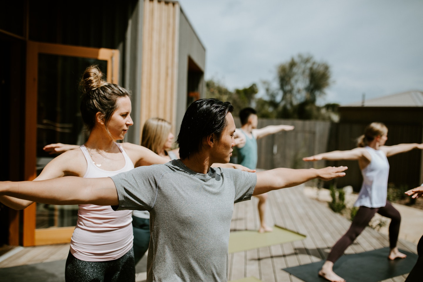 yoga on a deck