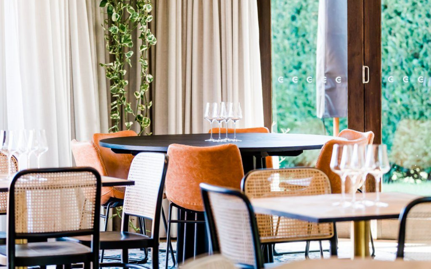 a view of a table sitting at a restaurant