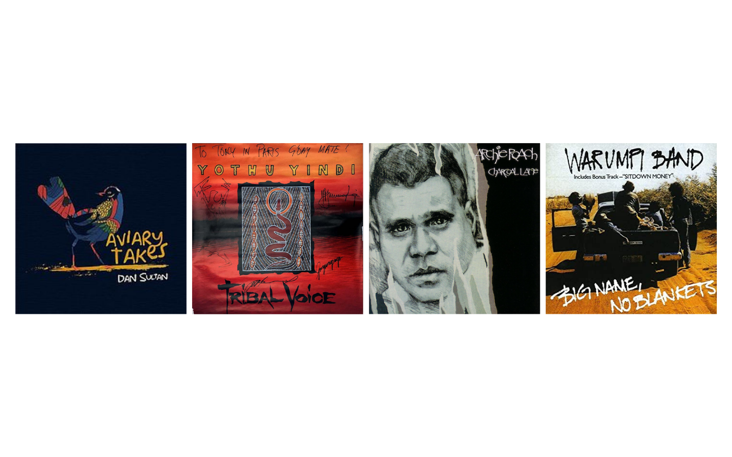 a line up of records