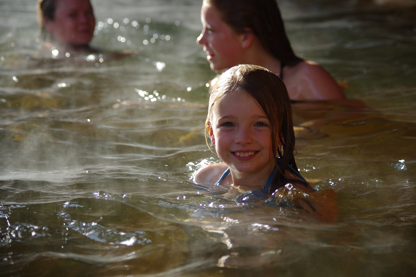 school girl bathing at peninsula hot springs