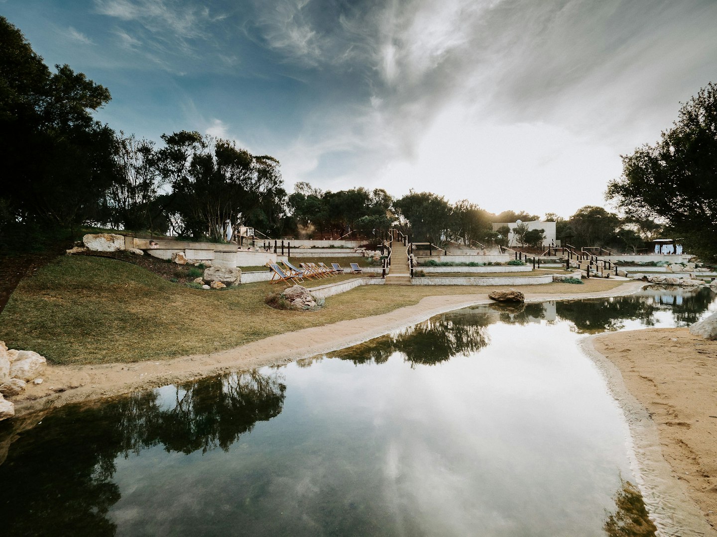 landscape view of amphitheatre pools