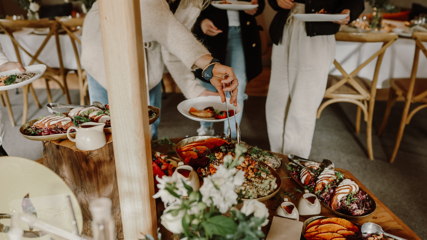 a person grabbing food