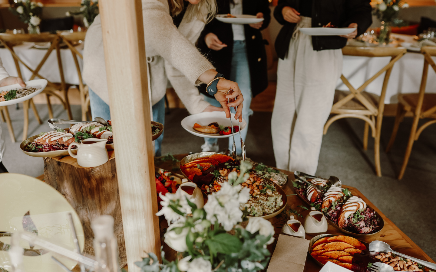 a person grabbing food