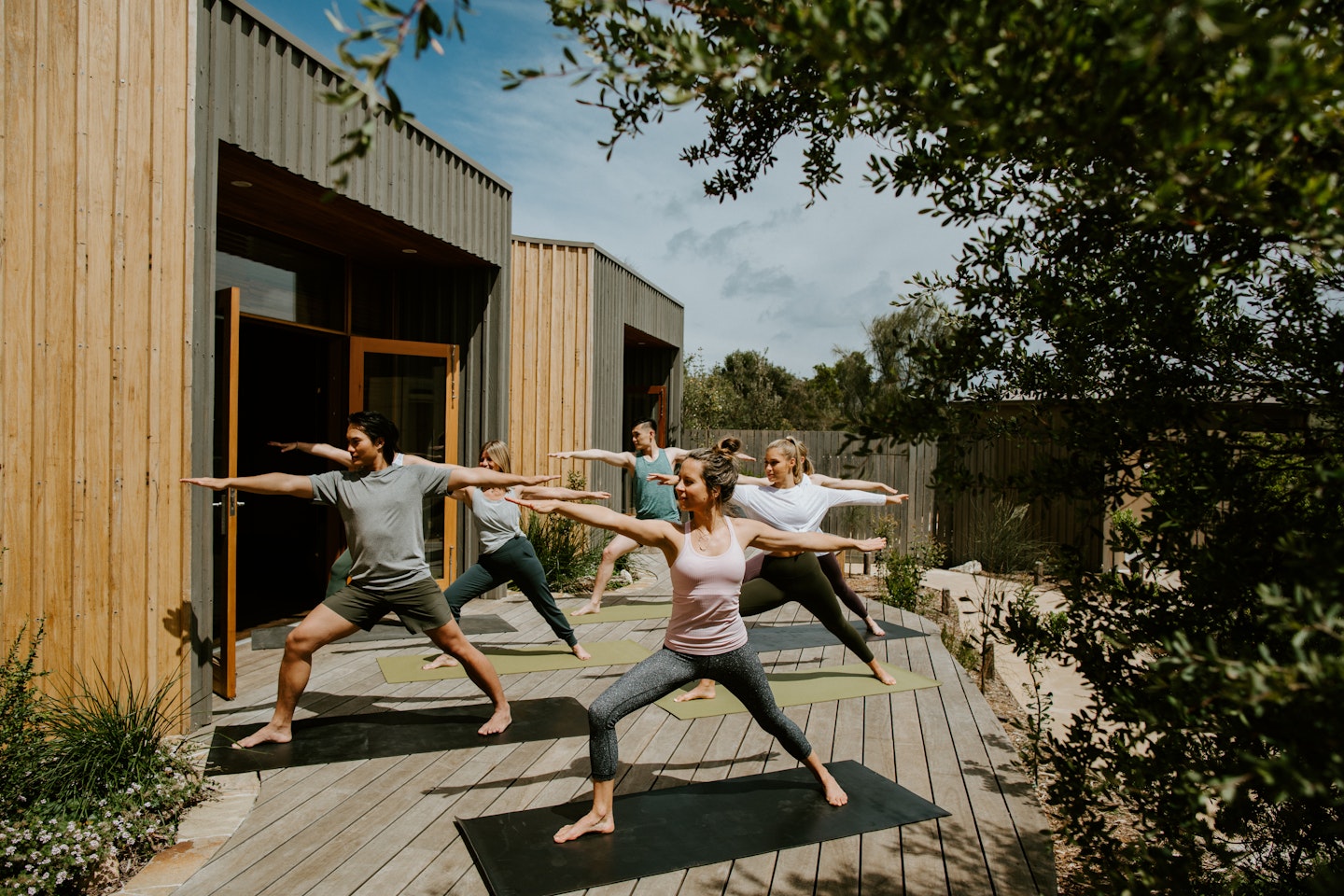 yoga on a deck