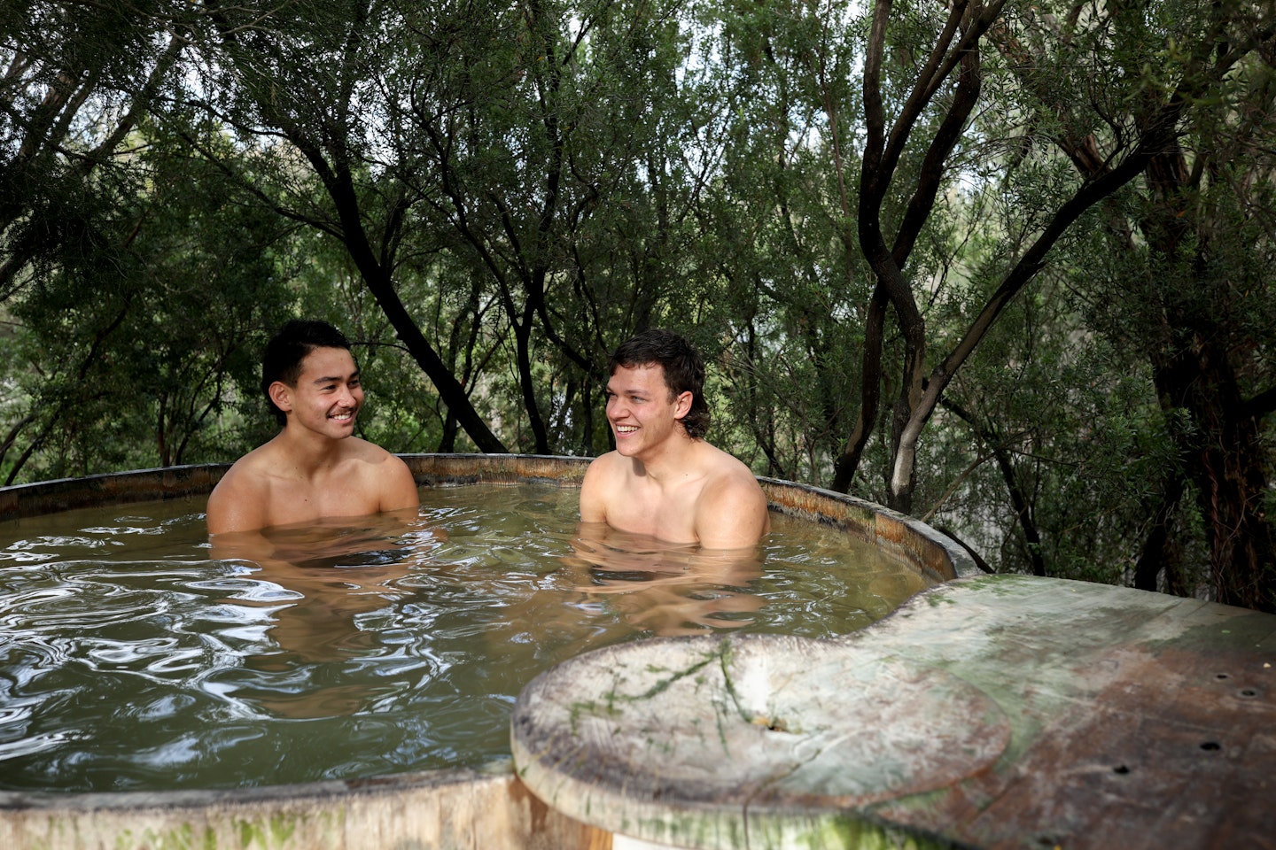 two men in a pool