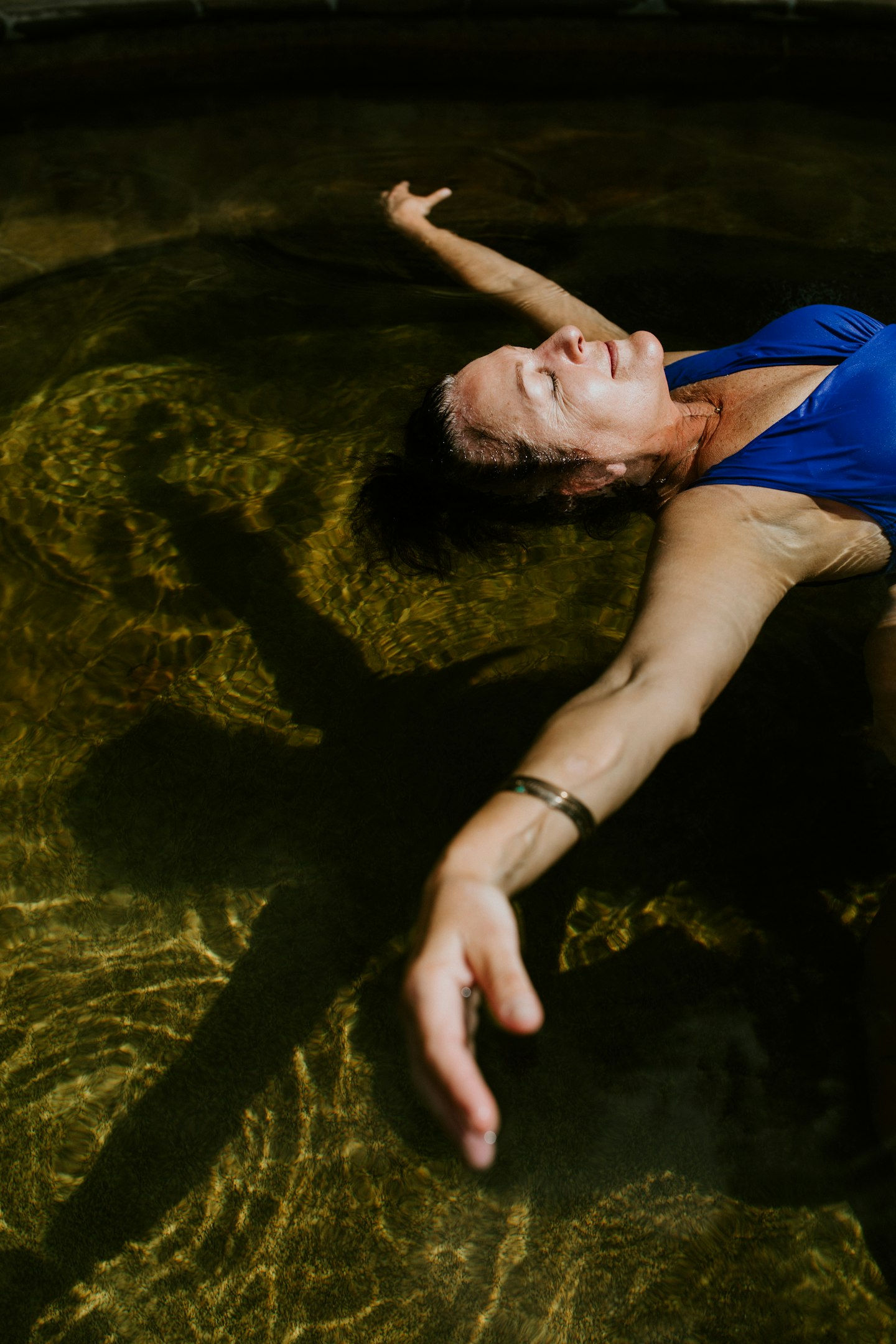 a woman floating in the water