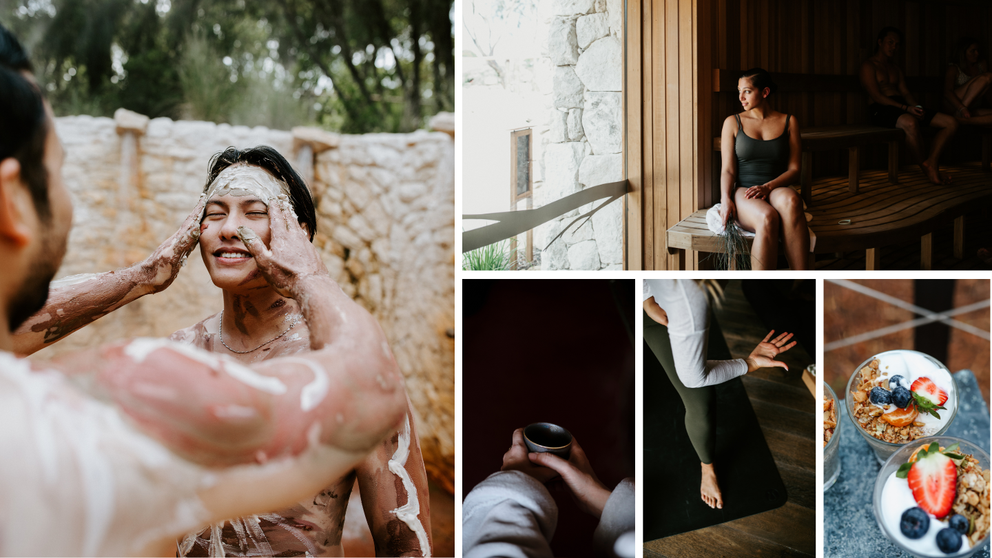 A collage of wellness activities