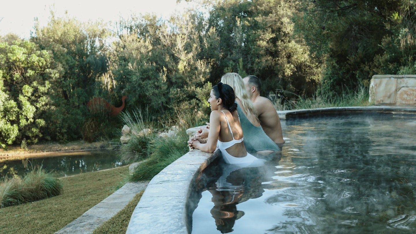 A group in a geothermal pool