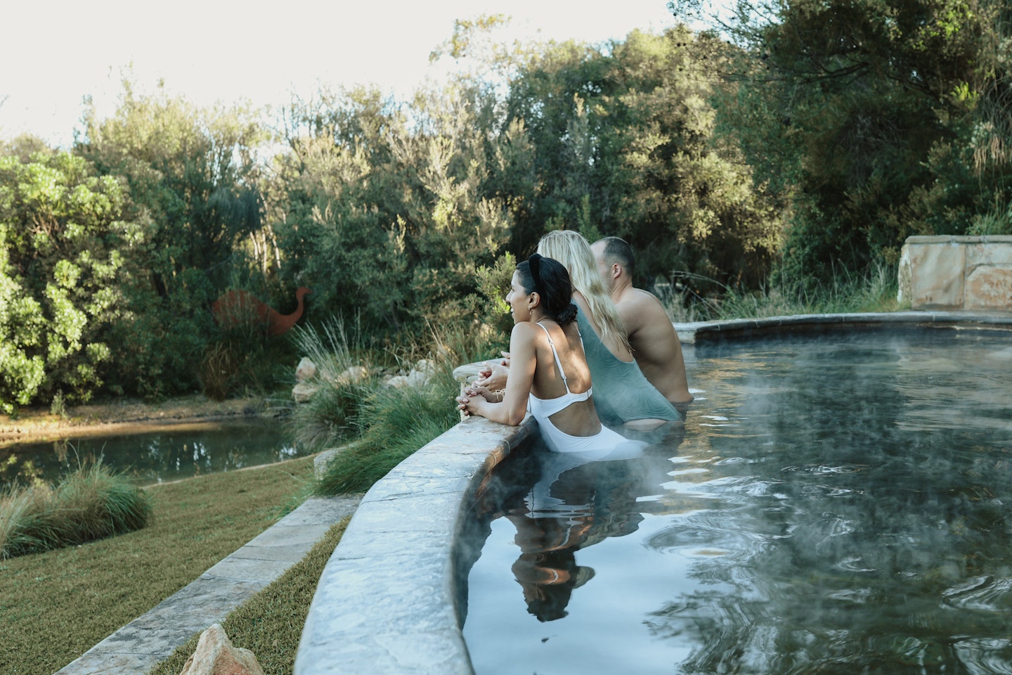 A group in a geothermal pool